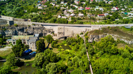 Kamianets-Podilskyi, Ukraine - August, 2017. View of Kamianets-Podilskyi city from above. Kamianets-Podilskyi Castle in Ukraine. Kamianets-Podilskyi touristic destination of Ukraine.