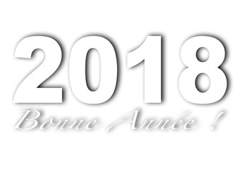 2018 bonne année italique blanc et fond blanc