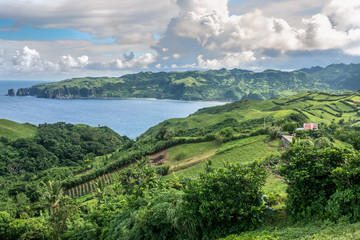 Fototapeta na wymiar Beautiful view from Naidi Hills , Ivatan Island, Philippines