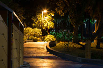 Walkway. secluded Dim light dark corner.
