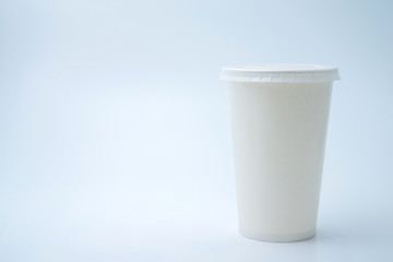 paper cup of coffee on white background