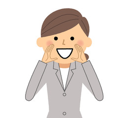 スーツの女性　叫ぶ