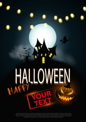 Happy Halloween Text Banner vector illustration.