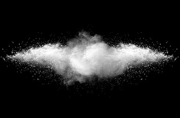 Explosion of white dust on black background. - 174953011