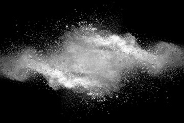 Explosion of white dust on black background. - 174953054