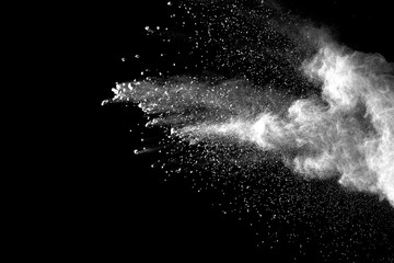 Explosion of white dust on black background. - 174953089