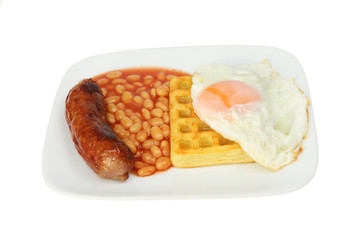 Sausage beans and egg