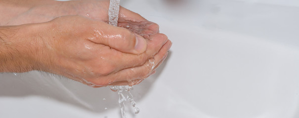 Hände waschen für die Hygiene mit Textfreiraum