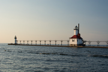 Fototapeta na wymiar St Joseph Pier Lighthouse Michigan
