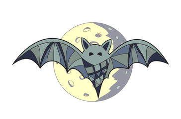 Bat In Full Moon Background