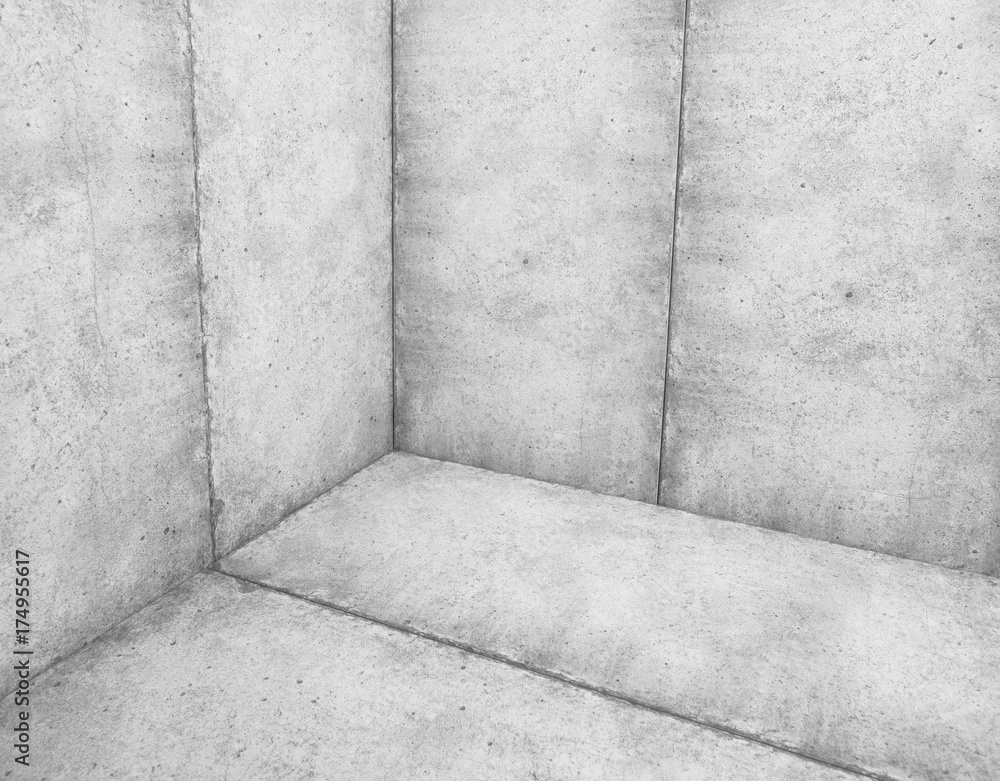 Poster Abstract white interior of an empty room with a concrete wall, a floor and a ceiling