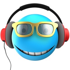 3d blue emoticon smile