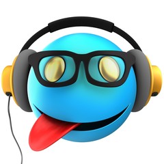 3d blue emoticon smile