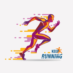 Plakat running man vector symbol, sport and competition concept background