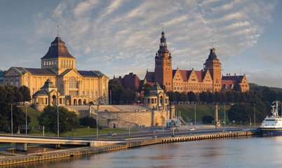 panorama of the city of Szczecin in Poland - obrazy, fototapety, plakaty