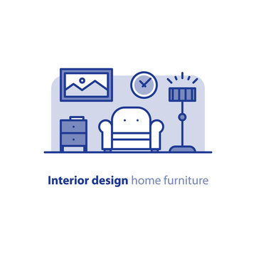 Furniture arrangement in living room, simplicity concept, comfortable home, modern interior design