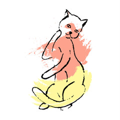 Cat grunge with paints texture