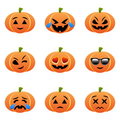 Set pumpkins emotions for Halloween