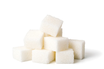 Sugar cubes on white
