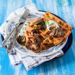 Potato Waffles with Mushrooms