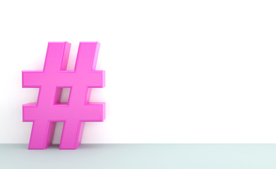 Obraz premium Pink Hashtag mit Thema als Schriftzeichen