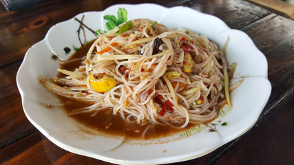Thai Pound dried rice noodles cook in original Thai style
