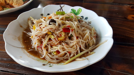 Thai Pound dried rice noodles cook in original Thai style