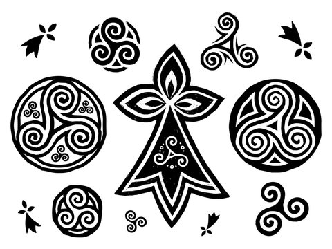 Breton and Celtic triskels symbols vector set