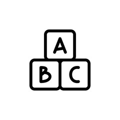 Alphabet cubes thin line icon. Outline symbol baby developing game for the design of children's webstie and mobile applications. Outline stroke kid cute block pictogram