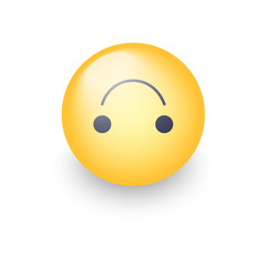 Upside-Down happy emoticon. Cartoon cute emoji. Social media upside down smiley