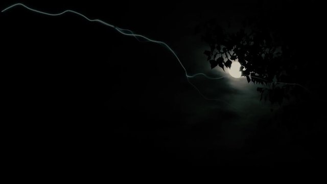 Halloween background - lightning in the night sky 