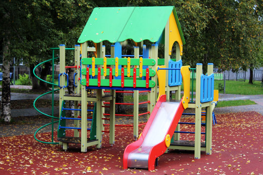 Colorful playground for kids, outdoor