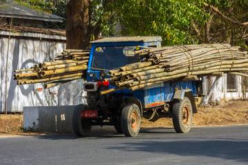 Myanmar Sagaing bamboo transport