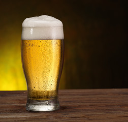 Steamy glass of beer.