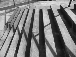 graphic black and white empty stairs with shadows