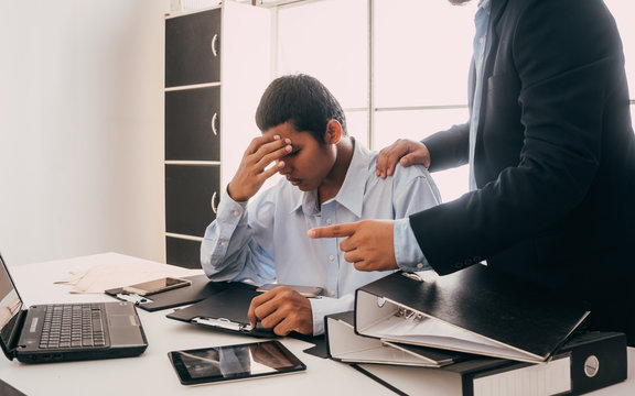 Man In Dangerous Situation Threatening From Incoming Jobs, Until Stressful.