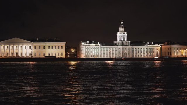 background from embankment in Saint Petersburg at night grainy shot