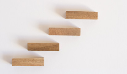 wood blocks steps. Business concept for growth success
