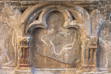 Old ancient stone wall monument background texture