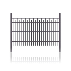 Iron fance with green gass on white background - vector illustration. 