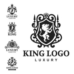 Luxury boutique Royal Crest high quality vintage product heraldry logo collection brand identity vector illustration.