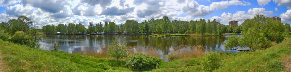 Panoramic view of landscape with water body