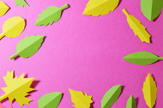 autumn template with pink background