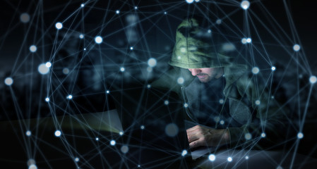 Hacker accessing to personal data information with a computer 3D rendering