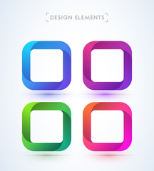 Vector abstract origami swirl frames. Design elements collection