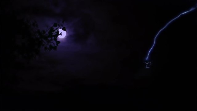 Halloween background - lightning in the night sky 