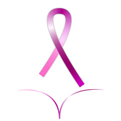 Pink ribbon icon, breast cancer awareness symbol, vector illustration