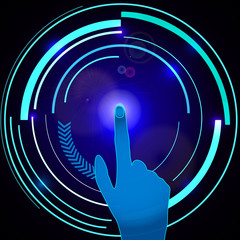 Interface technology. Abstract hand with scan, electronic technology. Futuristic design. Vector illustration