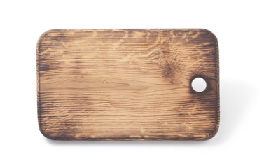 wooden cutting board on white