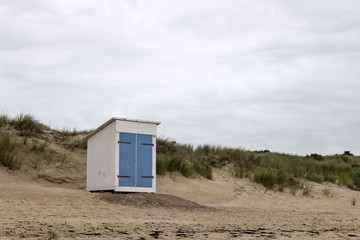 Obraz na płótnie Canvas beach cabin at the beach of Zeeland